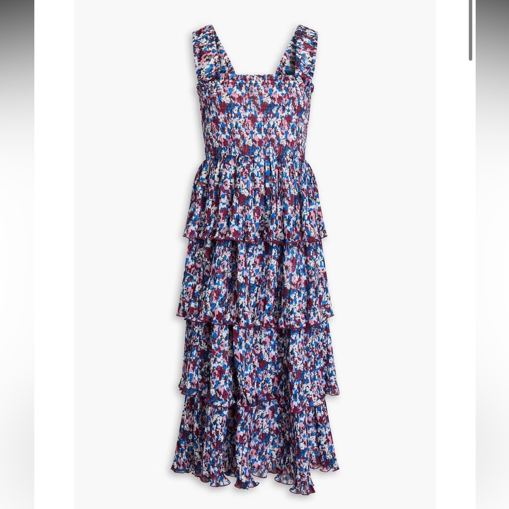 Ganni Tiered Georgette Floral Midi Dress US 4 / EU 36 – Lightweight, Summer